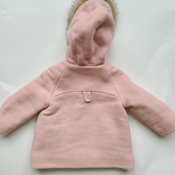 Zara Pink Fur Hood Coat - Picture 3 of 4